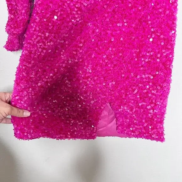 Berlinnova Sexy Glitter One-Shoulder Sequin Minidress Pink Size 4 - Picture 4 of 9